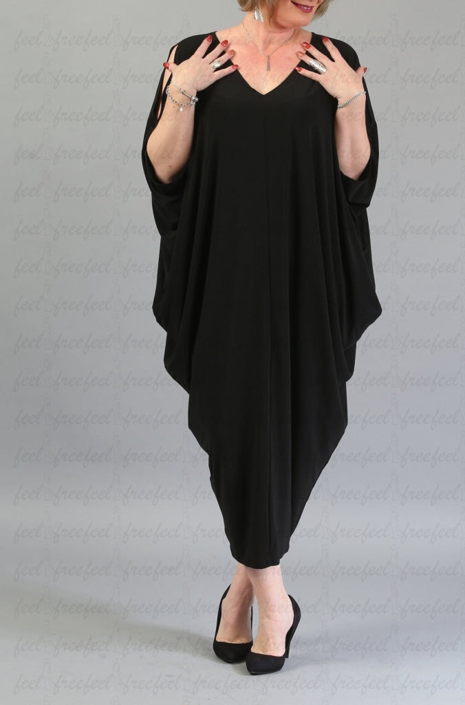 Rochie Lunga Conica R017L Lycra Mat Negru Dresses