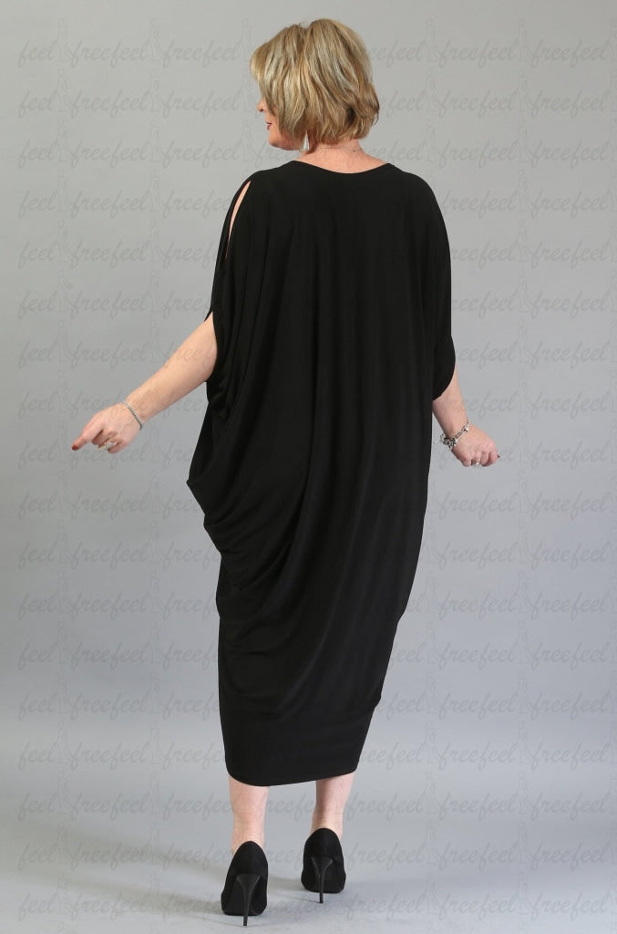 Rochie Lunga Conica R017L Lycra Mat Negru Dresses